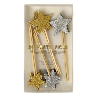 Gold and Silver Glitter Star Party Picks By Meri Meri